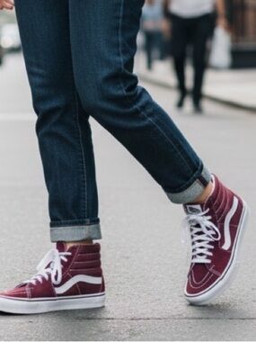 Vans off the Wall high tops sneakers, mens 8, women’s 9.5, burgundy colo…